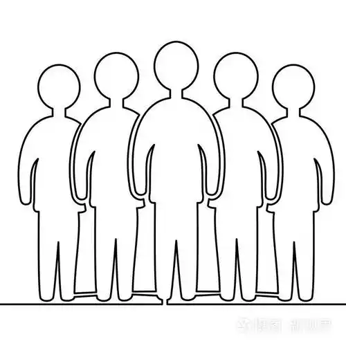 团队成员站在一起的连续线绘制矢量插图概念插画-正版商用图片13zf1m
