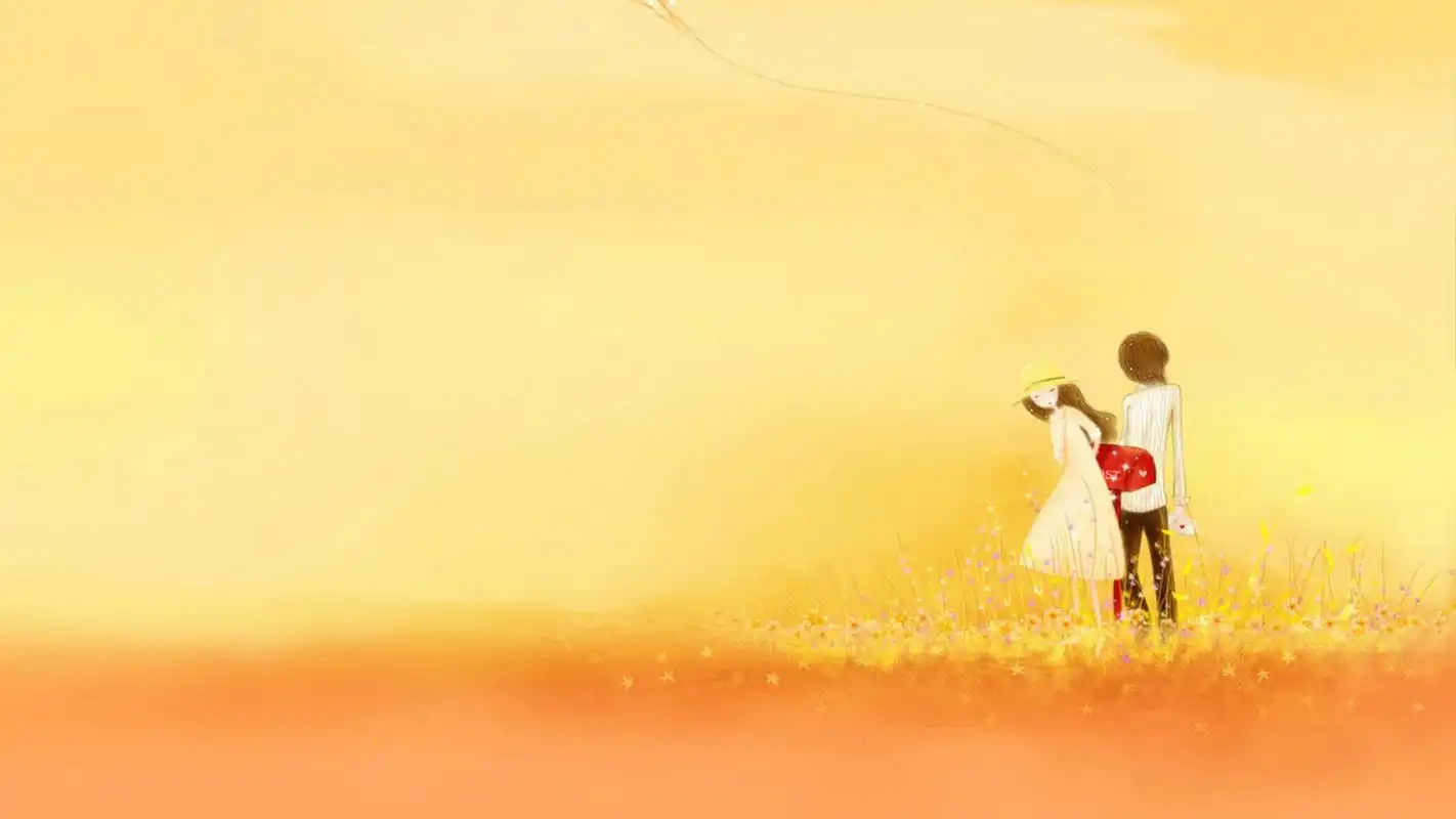 情侣可爱插画小清新电脑桌面壁纸高清大图预览1920x1080_卡通动漫下载