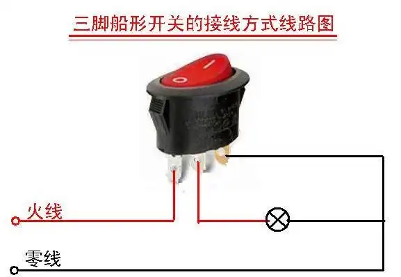 三脚 带灯 船型开关 的接线?各位电工来帮忙