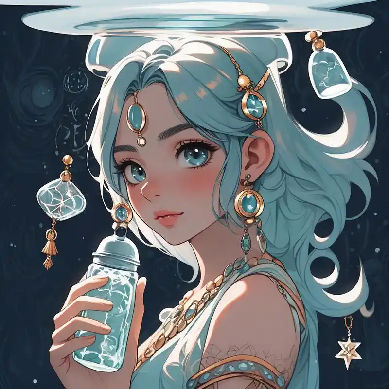 这款头像以水瓶座为设计灵感,融入了星座元素,展现出水瓶座女生的独特