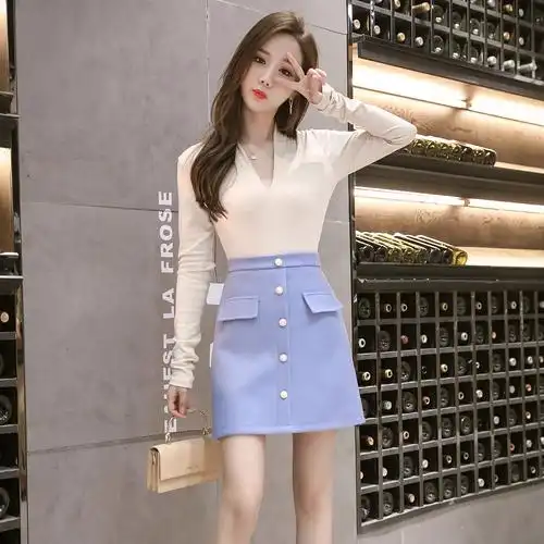 ins超火的半身裙秋冬2020款女新款高腰格子a字裙包臀裙毛呢短裙女