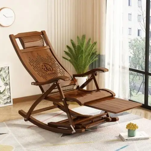 摇摇椅躺椅成人折叠午休逍遥椅夏天午睡家用阳台休闲老人竹摇椅豪华软