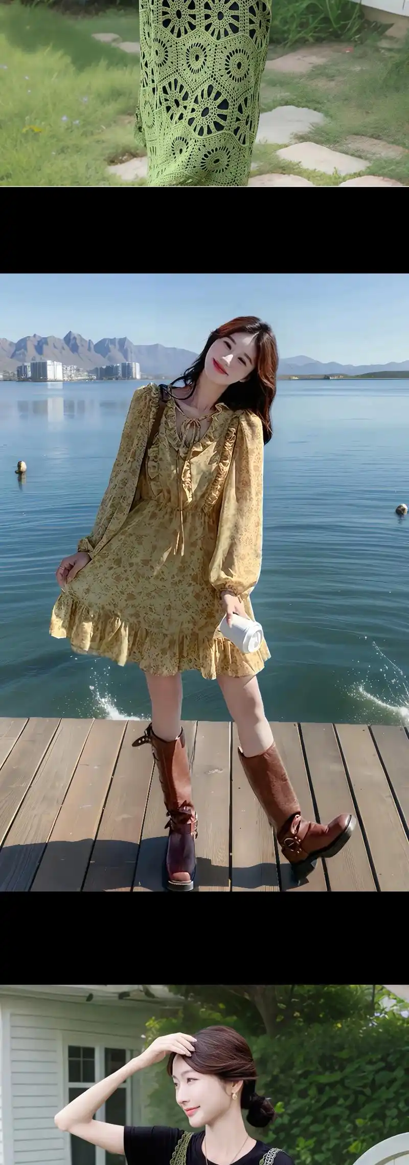 法式甜美温柔风气质复古碎花裙～柔软的面料,精致的碎花图案,优雅又