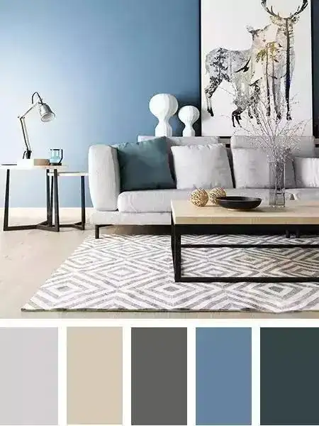 原木色 深灰 浅灰,是一个非常简约平静的色调,薄荷绿的加入似乎激活了