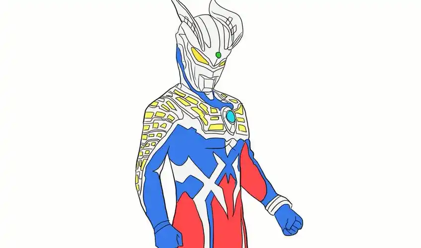 帅气十足的赛罗奥特曼儿童卡通简笔画