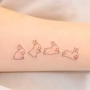 俏皮可爱小兔子纹身贴纸防水男女持久韩国仿真个性手臂锁骨刺青