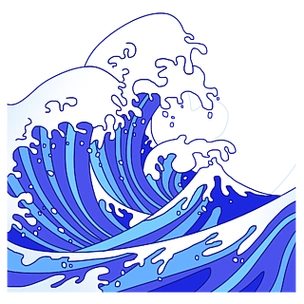 浮世绘风格海浪手绘