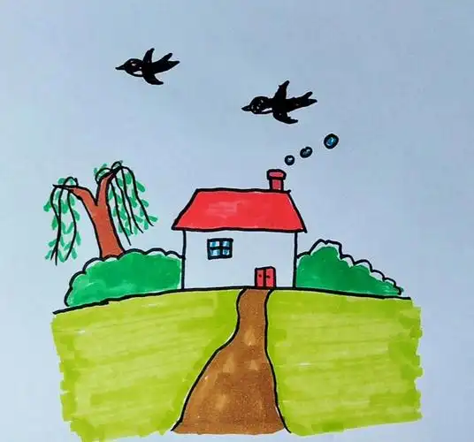 春天风景简笔画春天风景简笔画带颜色