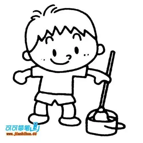 值日生简笔画图片如何画关于值日生的画法人物简笔画大全春节大扫除简