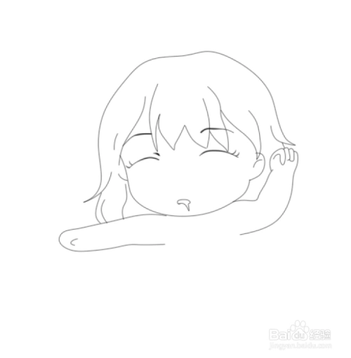 简笔画--q版四仰八叉睡觉的小女孩
