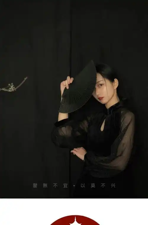 隆友 扇子古风网红霸气黑色真丝款孔雀折扇发条件家黑色扇骨扇面扇子