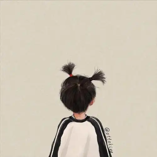 可爱的小女孩背影微信插画头像