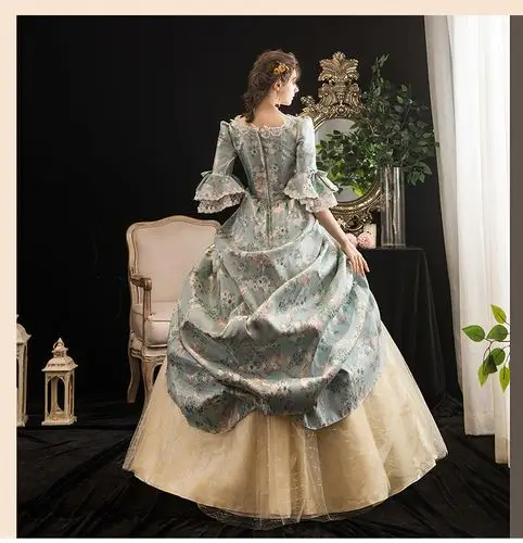 中世纪宫廷服提花走秀影楼写真表演晚会舞会话剧化妆公主裙礼服女