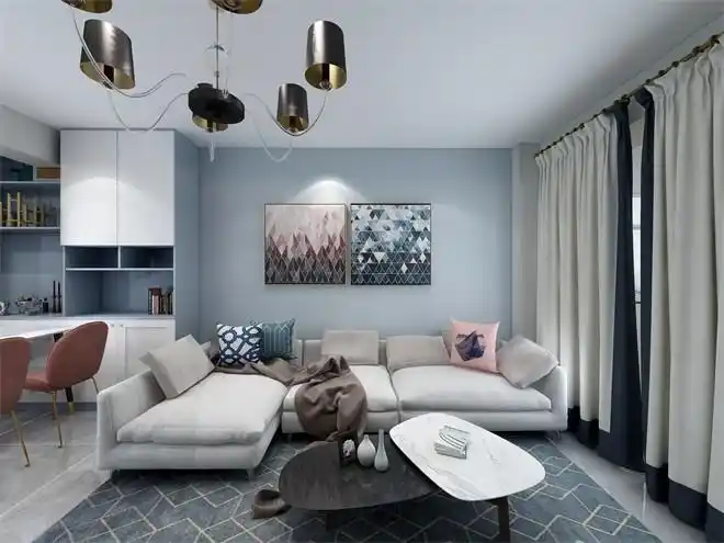 墙护角装修效果图片_手绘墙素材图片电视背景北欧风格_大白墙北欧装修