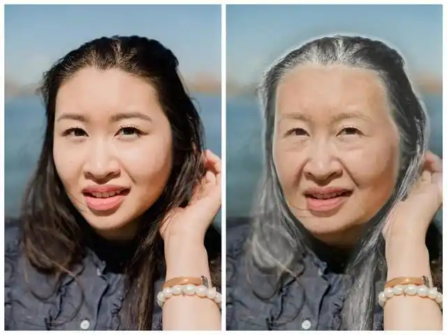 最后连明星也玩了起来,这种特效能看到自己变老之后的样子,让人都非常