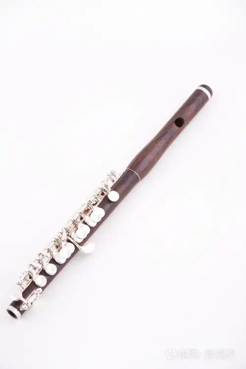 孤立在白色的木短笛长笛