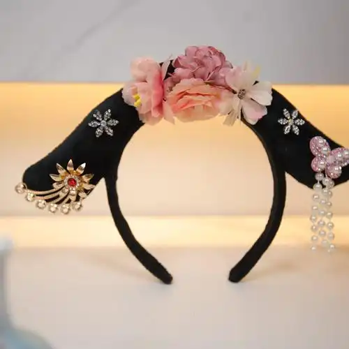 99贵人旗头发箍女夏天洗脸宫廷风清朝格格贵妃娘娘头箍古风发卡头饰已