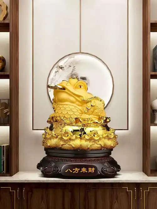 招财进宝金蟾摆件三足金蝉办公室聚财蟾蜍装饰店铺收银台开业礼物