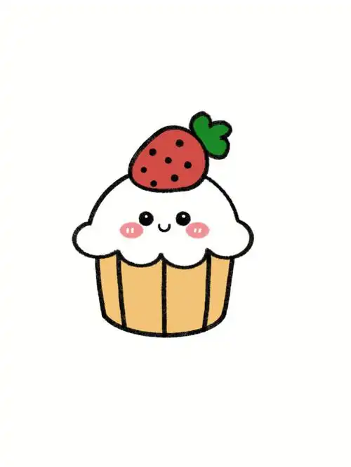 手残党学简笔画附教程73可爱草莓蛋糕