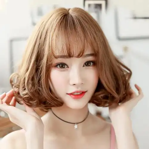 假发女 短发波波头梨花头空气刘海学生短卷发韩国中分逼真发型