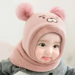 婴儿帽子男宝宝帽子婴幼儿毛线帽女童针织帽可爱保暖时尚毛绒冬帽