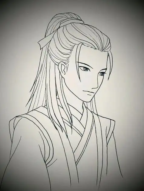 简笔画教程一起来画古风汉服二次元古风美男简笔画古风人物简笔画手绘