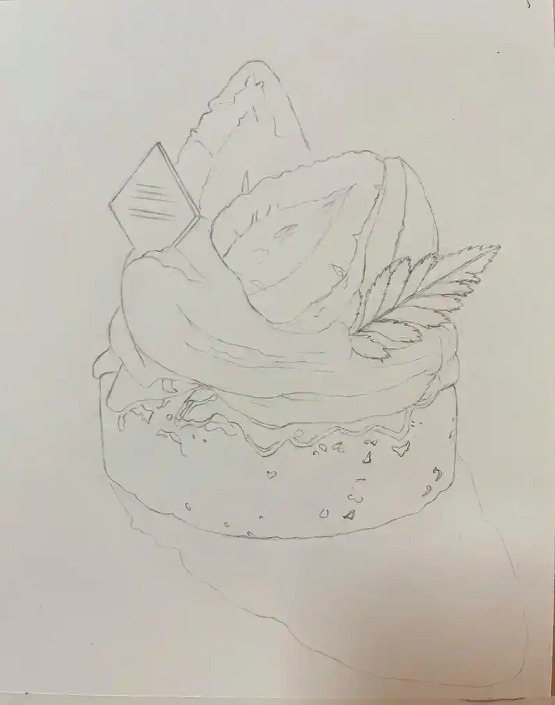 彩铅画蛋糕不步骤01.#一起学画画 #灵魂画手 #少儿美术教 - 抖音