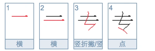 专有几笔画笔顺怎么写