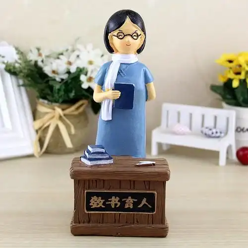 创意教师节礼物定制 教书先生树脂桌面摆件储钱罐订做