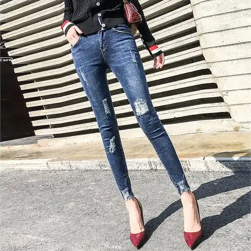 模特玲玲 直筒裤拍摄 牛仔裤女摄影 九分弹力裤子拍照