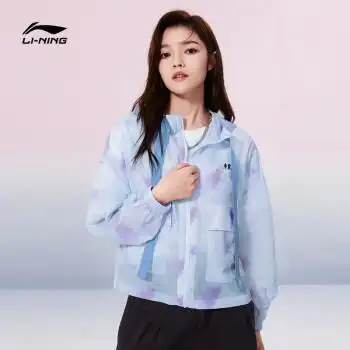 中国李宁樱花运动外套女风衣夹克2022夏季新款女子宽松运动风衣轻薄连