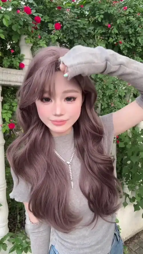 假发女长发雾霾紫空气刘海显白长直发假发套仿全真人全头套式假发