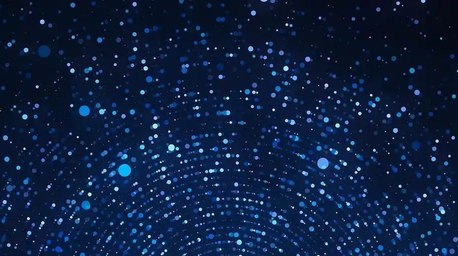 蓝色粒子视频剪辑素材 大气半圆形粒子放射背景视频素材下载