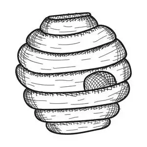 蜂窝,蜜蜂剪影蜜蜂在花上收集蜂蜜.