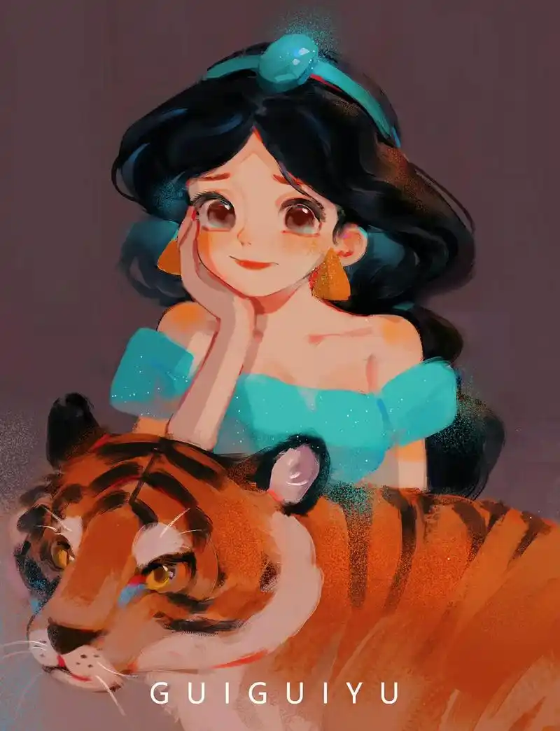 一些迪士尼公主头像 #阿拉丁神灯 #冰雪奇缘 #画画 #插画 - 抖音