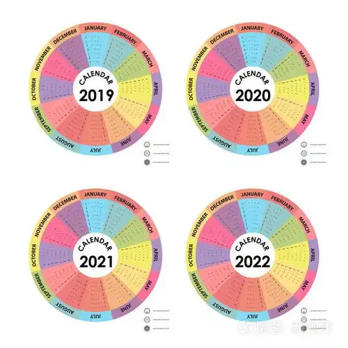 日历2019,2020,2021和2022日历模板.日历设计.