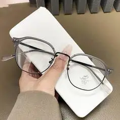 erilles大脸显瘦韩版潮素颜眼镜架砂灰黑框161非球面镜片