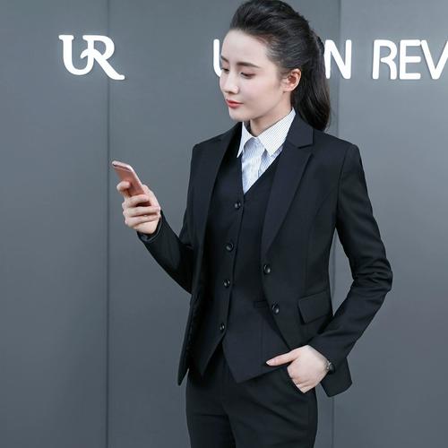 秋季女装正装套装清仓ol职业装长袖马甲商务西服工装银行工作服蓝