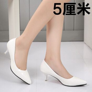 女细跟尖头浅口办公室ol职业性感高跟鞋大码小码鞋3043码白色5厘米42