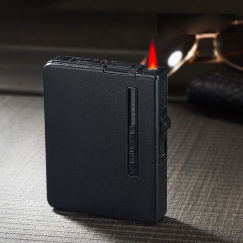 林檎烟盒打火机防风一体20支装充气烟盒自动弹烟烟盒子防风便携式香菸