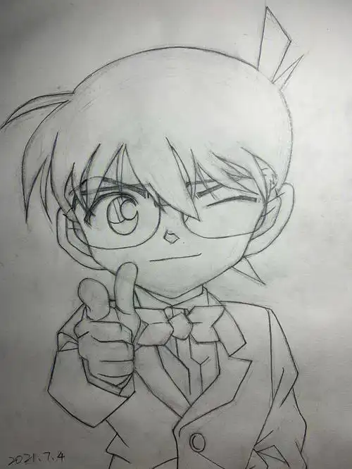 完成是不是很简单～小伙伴们一起来吧#名侦探柯南 #手绘  #名柯