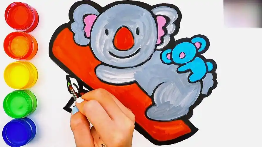 简易画教你怎么画考拉跟涂颜色,哇,真的太可爱了!