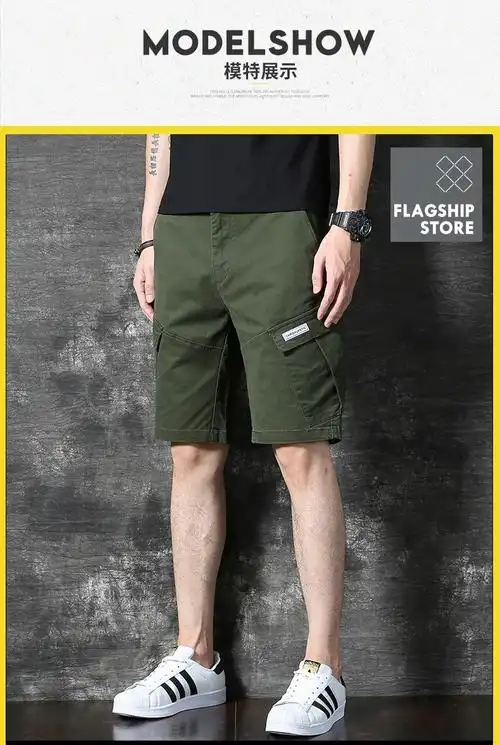 名面工装短裤男宽松夏季薄款多口袋休闲五分裤男士中裤潮牌加大码胖子
