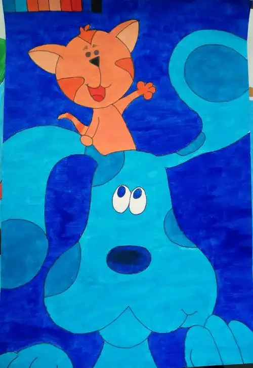 《橙蓝对比画》16幼教3班