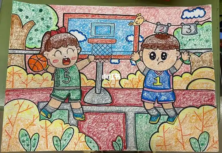 蜡笔画打篮球