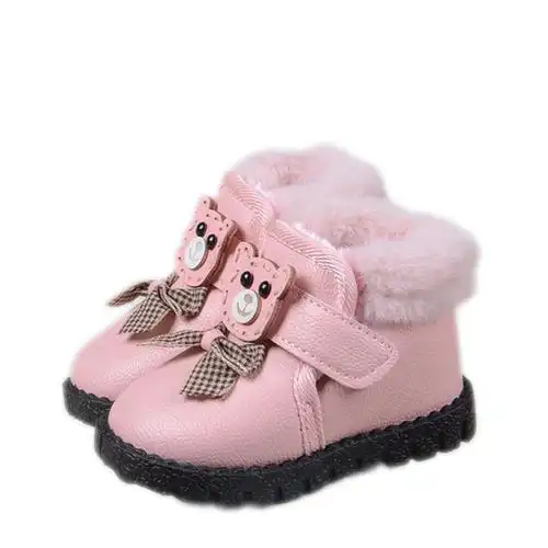 幼儿短靴靴子加厚加绒小孩冬天天女宝宝棉靴皮靴
