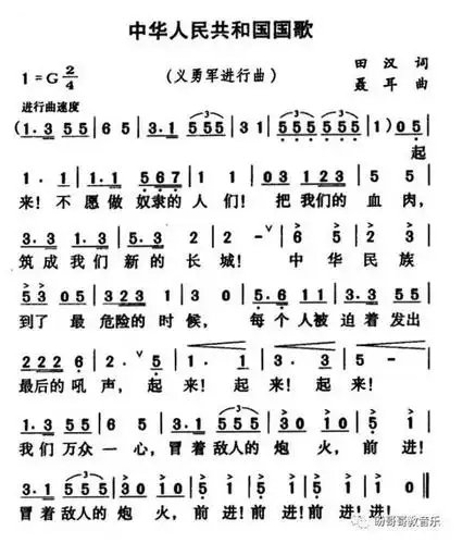 义勇军进行曲歌词歌谱及在线播放