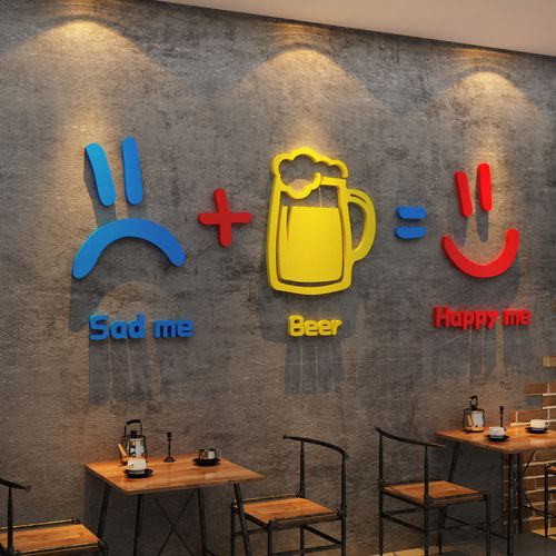 网红啤酒酒吧装饰品场景布置清静餐饮烧烤烤肉墙贴