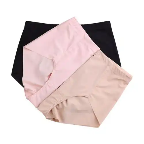 stw女士内裤无痕收腹提臀中高腰平角裤 纯棉质面料底裆三角裤大码