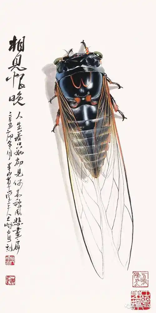 大写意40000每平尺工笔蝉80000每平尺目前市场润格价2022年出版(微观